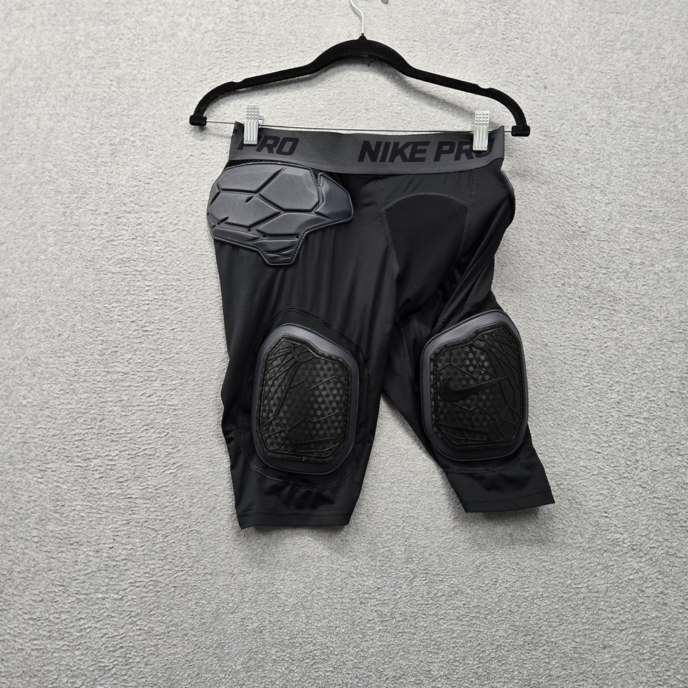 Nike Men Activewear Shorts M Black Pro Football Padded Dri Fit 10" Inseam